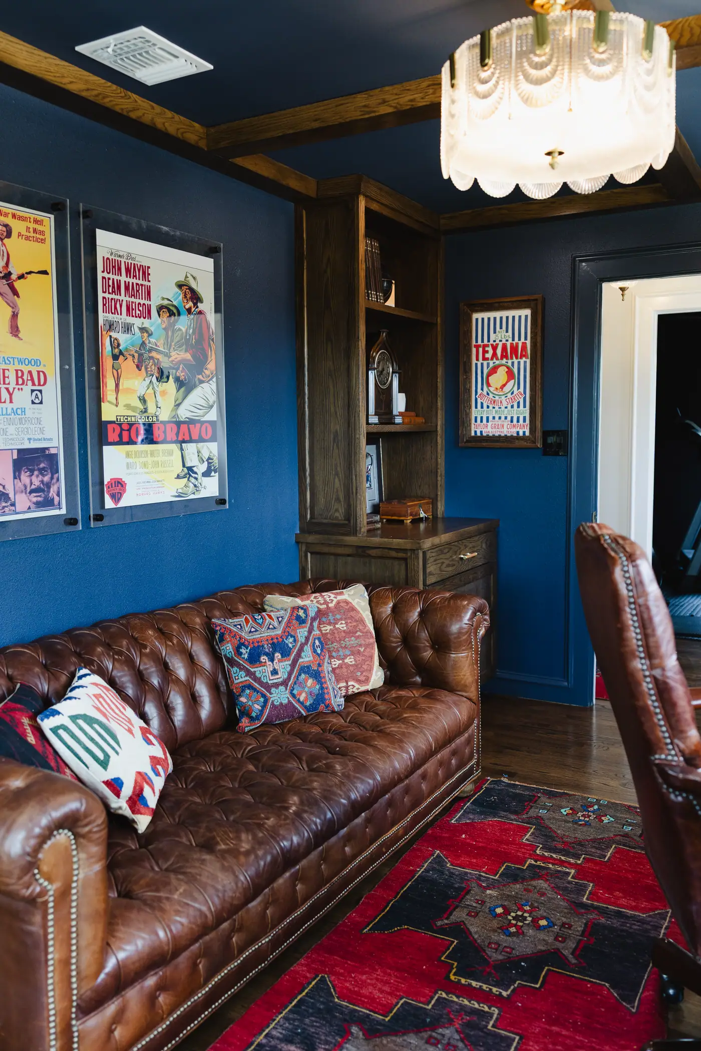 Navy study, interior design by 6th Ave Homes in Fort Worth