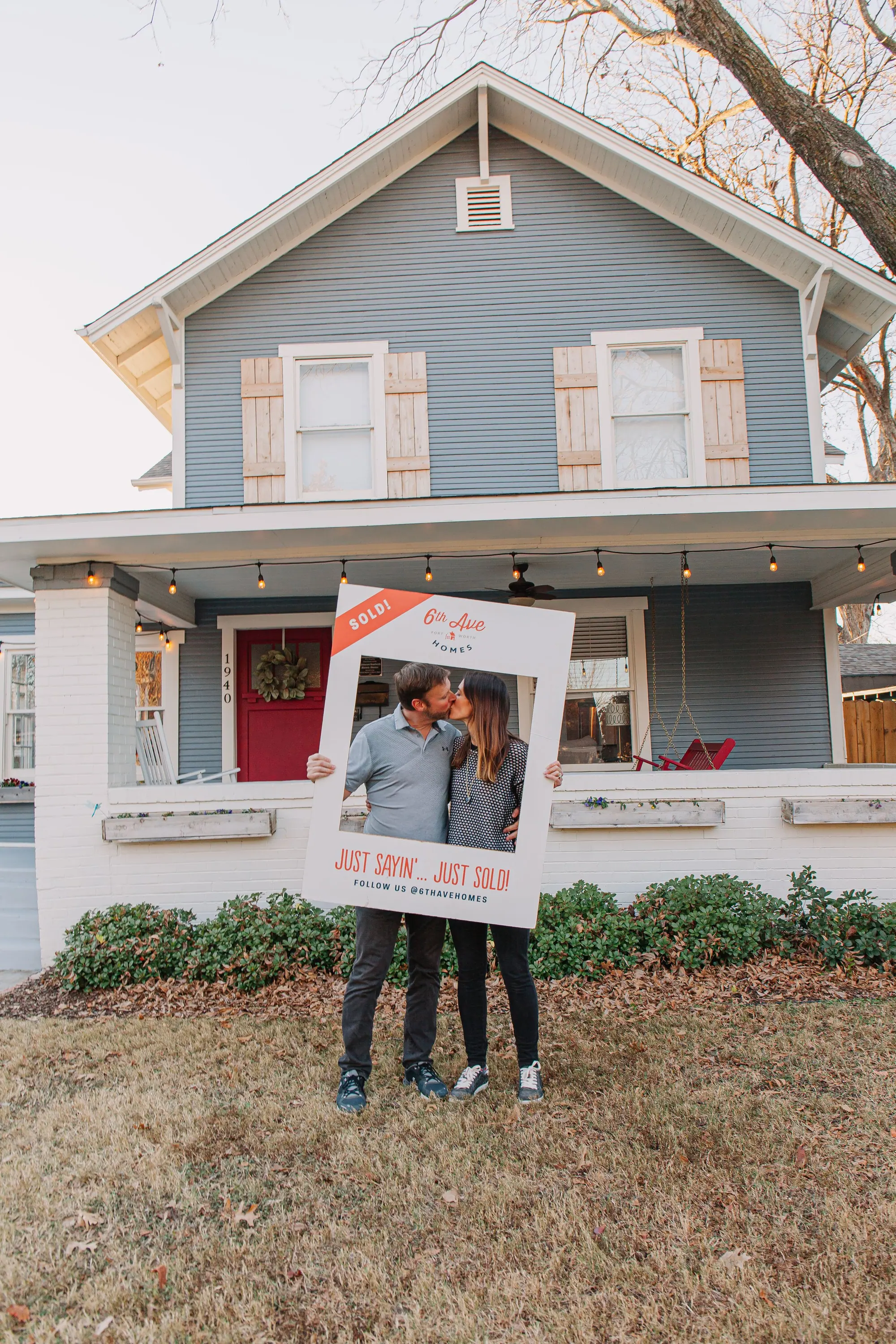 6th Ave Homes clients celebrating their just-sold Fort Worth home